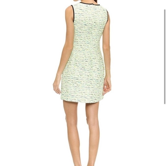 Nwts Shoshanna Charlie Jacquard Dress in Neon Yellow Sleeveless Knee Length - Picture 3 of 16